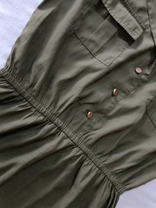 Olive Green Dress with Pockets
