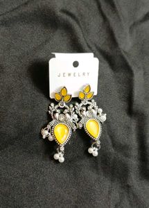 Elegant Yellow Stone Peacock Earrings