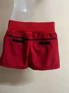 Red High Striped Waist Shorts
