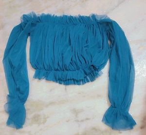 Blue Crop Top For Girl 30 Bust
