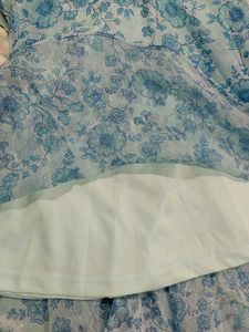 Global Desi Blue Floral Halter A line Kids Dress