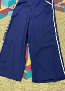 Navy Blue Palazzo Pants with White Trim