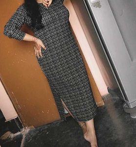 Checked Midi Dress