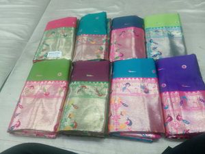 Vibrant Silk Sarees with Peacock Motif
