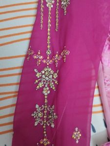 Pink Embellished Kurta Set with Dupatta