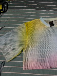 Sheer Mesh Gradient Crop Top