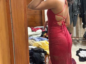 Stunning Red Lace Dress with High Slit