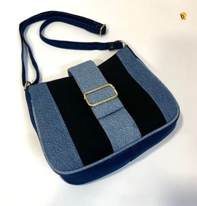 Stylish Denim Patchwork Shoulder Bag