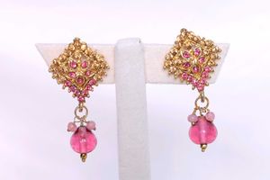Gold &amp; Pink Kundan Necklace Set