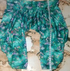 Teal Floral Print Kurta with Dhoti Pants