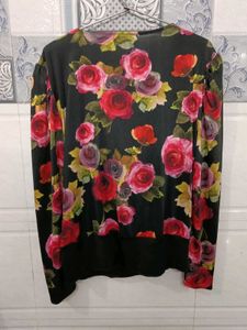 Elegant Floral Print Wrap Blouse