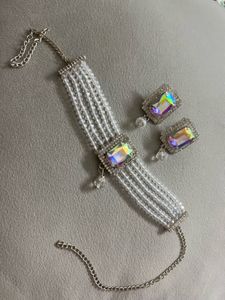 Chic Beaded Choker with Matching Earrings