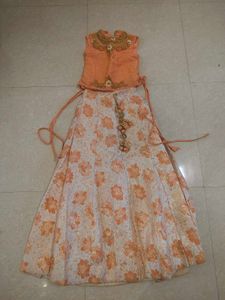 Orange Floral Lehenga Choli Set