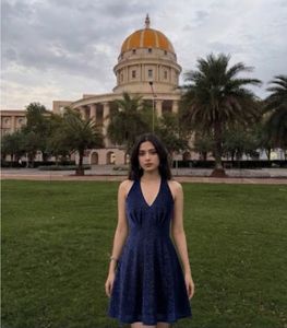 Sparkly Navy Blue Halter Dress