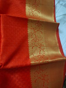 100% Pure Kanchipuram Silk Saree- Bright Red