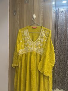 Yellow Embroidered Kurta Dress