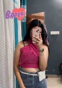 Pink Crisscross Halter Top
