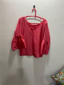 Coral Bell Sleeve V-Neck Top