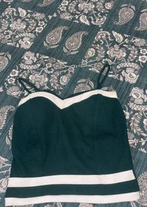 Green & White Striped Cami Top