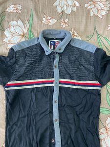 Black Vintage Men's Button-Up Shirt