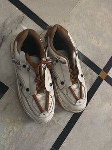 Stylish White &amp; Brown Sneakers