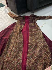 Elegant Burgundy Silk Skirt