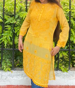Yellow Chikankari Kurta
