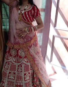 Exquisite Red & Pink Embroidered Lehenga Choli