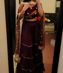 Burgundy Sharara Set