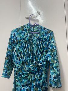 Stylish Blue &amp; Green Print Dress