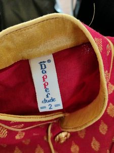 Red And Gold Kurta Set (Boy's)