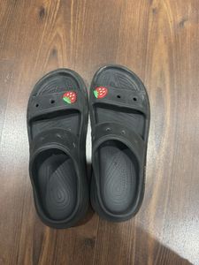 Black Flip-Flops with Strawberry Charms