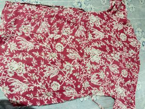 Beautiful Red Floral Printed short Kurti(unused
