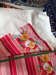 2mtr Imported Red Striped with Floral Border