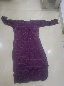 Purple Checkered Kurta