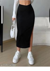 Classic Black slit Maxi Skirt