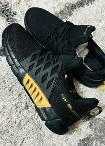Stylish Black &amp; Gold Sports Shoes