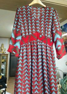 Retro Boho Print Midi Dress
