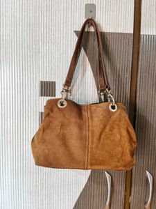 Stylish Brown Suede Hobo Bag