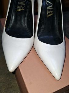 ZARA White Pointed Toe Heels