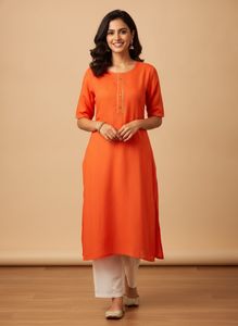 Vibrant Orange Kurta