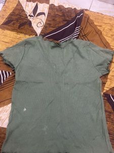 Sage Green Lettuce Hem Henley Top