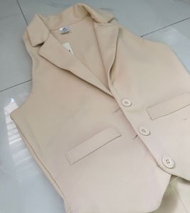 Chic Beige Vest and Wide Leg Pants co-ords set