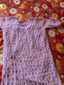 Lavender Embroidered Kurta
