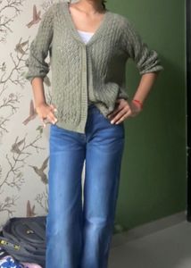 y2k/downtown Cozy Green Knit Cardigan