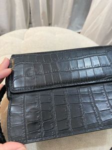 Mango Black Croc Textured Shoulder Bag