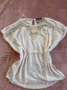 mango White Lace Detail top