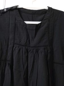 Chic Black Cotton Blend Top