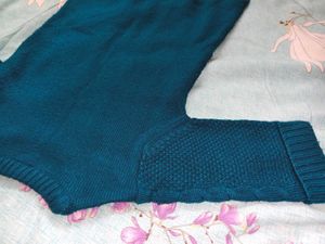 Teal Cable Knit Sweater Dress