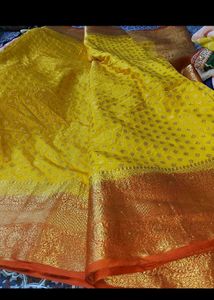 Vibrant Yellow Silk Saree with Rich Border